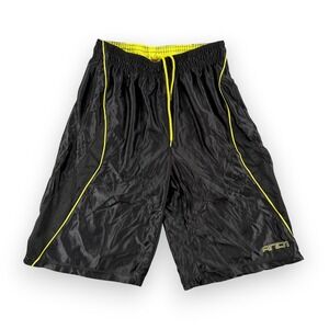 AND1 Unlmtd Basketball Shorts Mens M Black Yellow Dazzle Vintage Y2K 90s